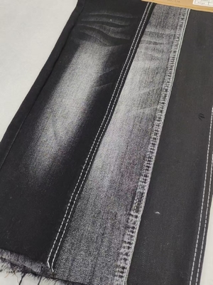 kaufen 9.6oz SCHWARZ/SCHWARZ Garn Cross Slub 75% Baumwolle High Stretch Denim Stoff mit 10+10/16*55 Konstruktion für Jeans online manufacture