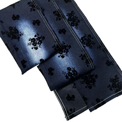 kaufen Black Rose Flocked Denim Stoff Twill Stil Stretch für Lady Jeans oder Jacke Online-Herstellung