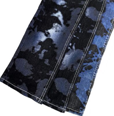 kaufen Maillard Stil Schwarz Flocked Denim Stoff Dunkelblau 70% Baumwolle Einzigartiges Design Für Jeans Online-Herstellung