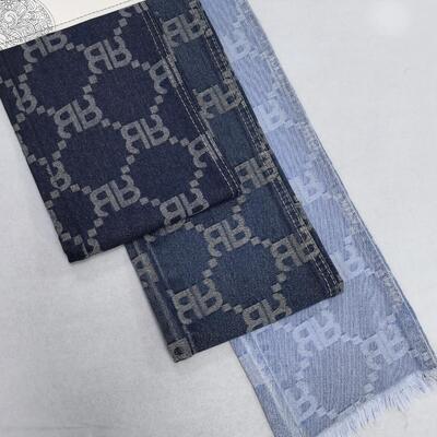 kaufen RR Muster Blau Jacquard Gewaschener Denim Stoff Für Herren Jeans Spezielles Design Auf Lager Online-Herstellung
