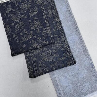 kaufen Blau spezielle Blume Jacquard Denim Stoff 10oz Mittelgewicht für Lady Jeans oder Jacke auf Lager Online-Herstellung
